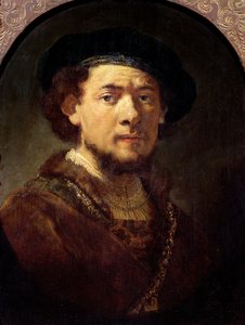 金の鎖を持つ男の肖像、またはひげのある自画像、1634-36